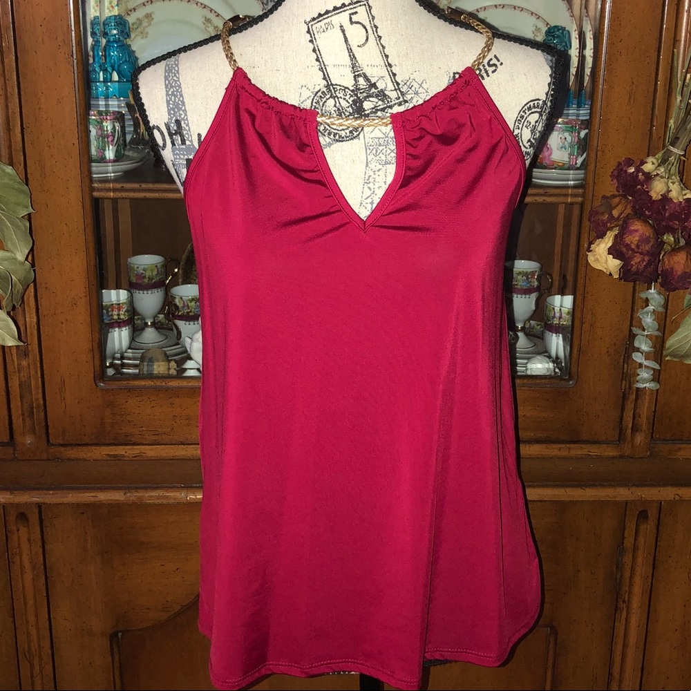 Sexy red silky blouse